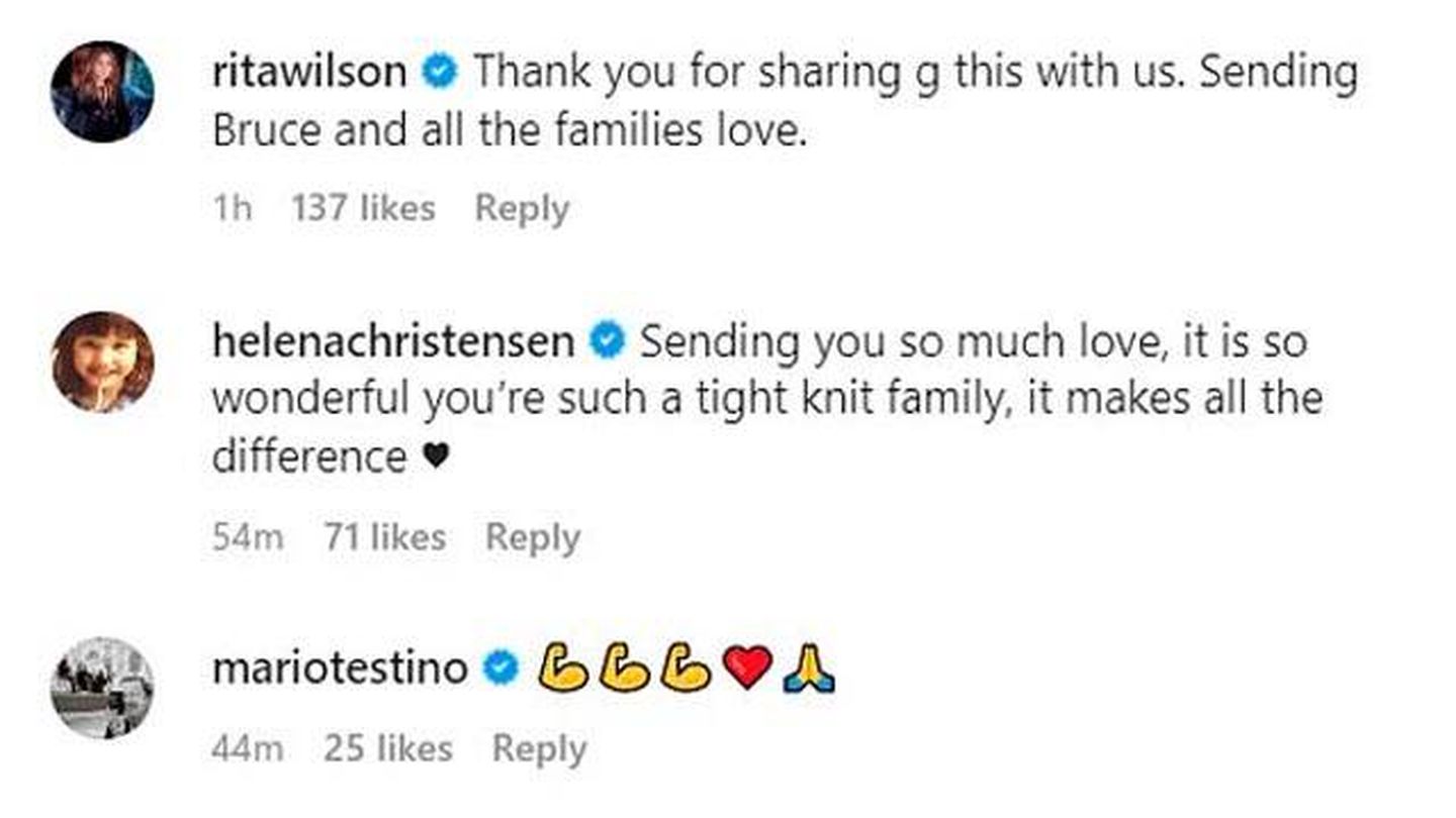 Mensaje de cariño de Rita Wilson, Helena Christensen y Mario Testino (Instagram)