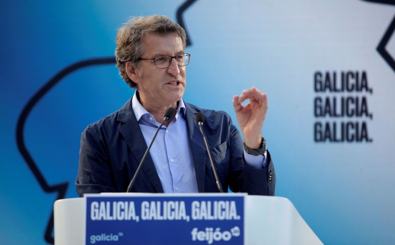 El presidente de la Xunta, Alberto Núñez Feijóo, en campaña electoral. (EFE)