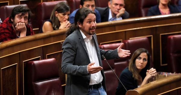 Foto: El líder de Unidas Podemos Pablo Iglesias, interviene en el pleno del Congreso este miércoles. (EFE)