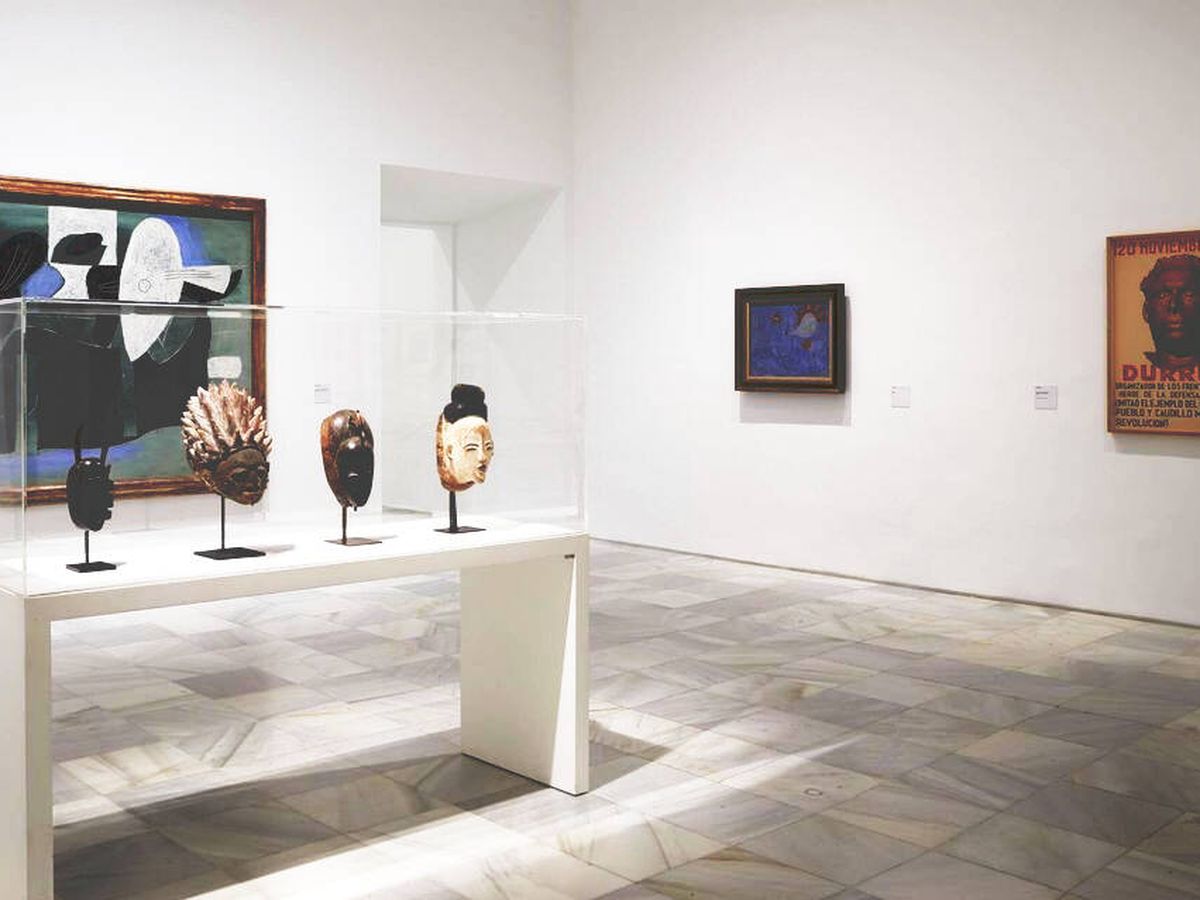 Foto: Un Picasso, un Miró y un cartel anónimo de Durruti. (Museo Reina Sofía) 