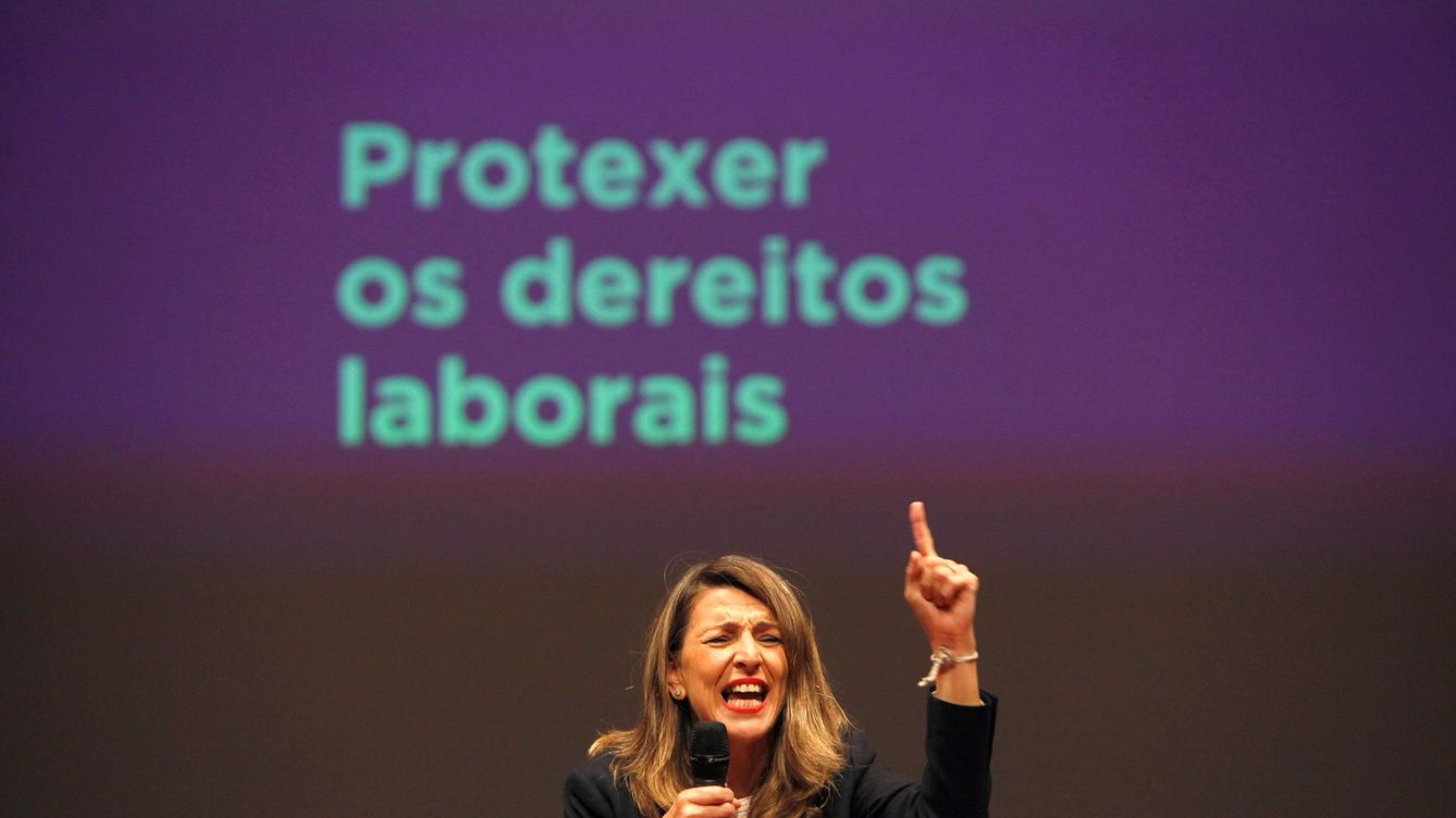 Foto: La ministra Yolanda Díaz en un acto de campaña en A Coruña en febrero de 2020. (EFE)