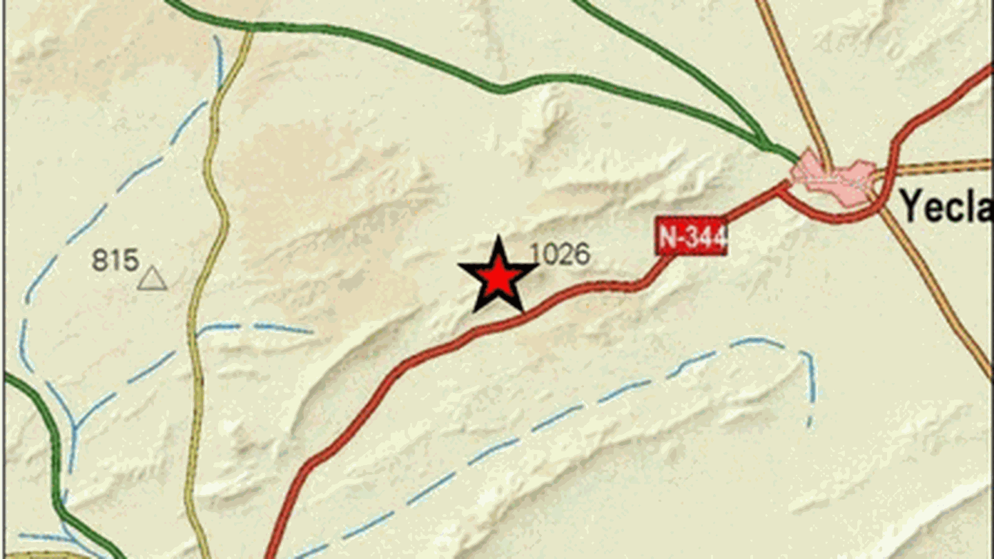 Epicentro del terremoto en las proximidades de Yecla. (IGN)