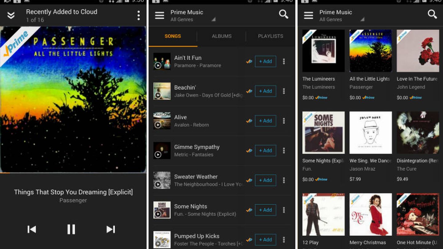 Interfaz de Prime Music en el móvil, el servicio que Amazon podría lanzar en España para justificar la subida de precio de Prime.