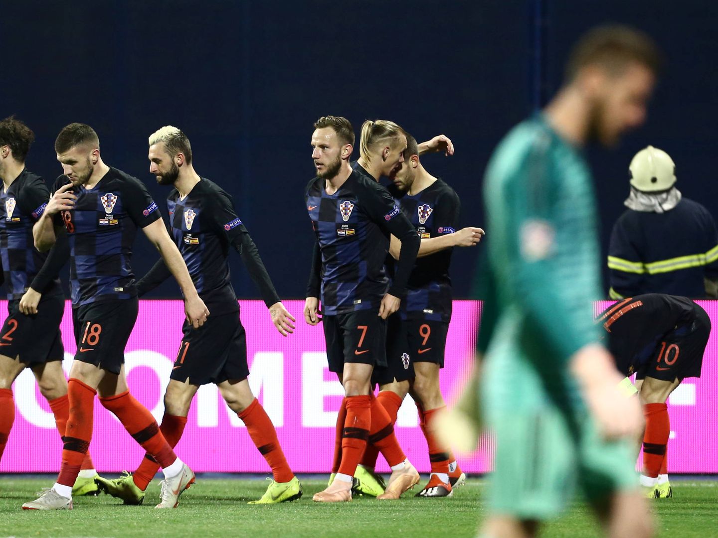 De Gea, tras el primer gol de Croacia. (Reuters) 