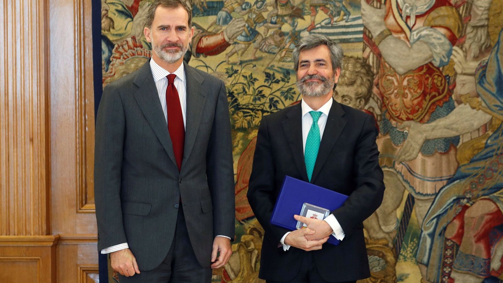 Foto: El Rey recibe en audiencia en el Palacio de la Zarzuela al presidente del Tribunal Supremo y del Consejo General del Poder Judicial (CGPJ), Carlos Lesmes. (EFE)