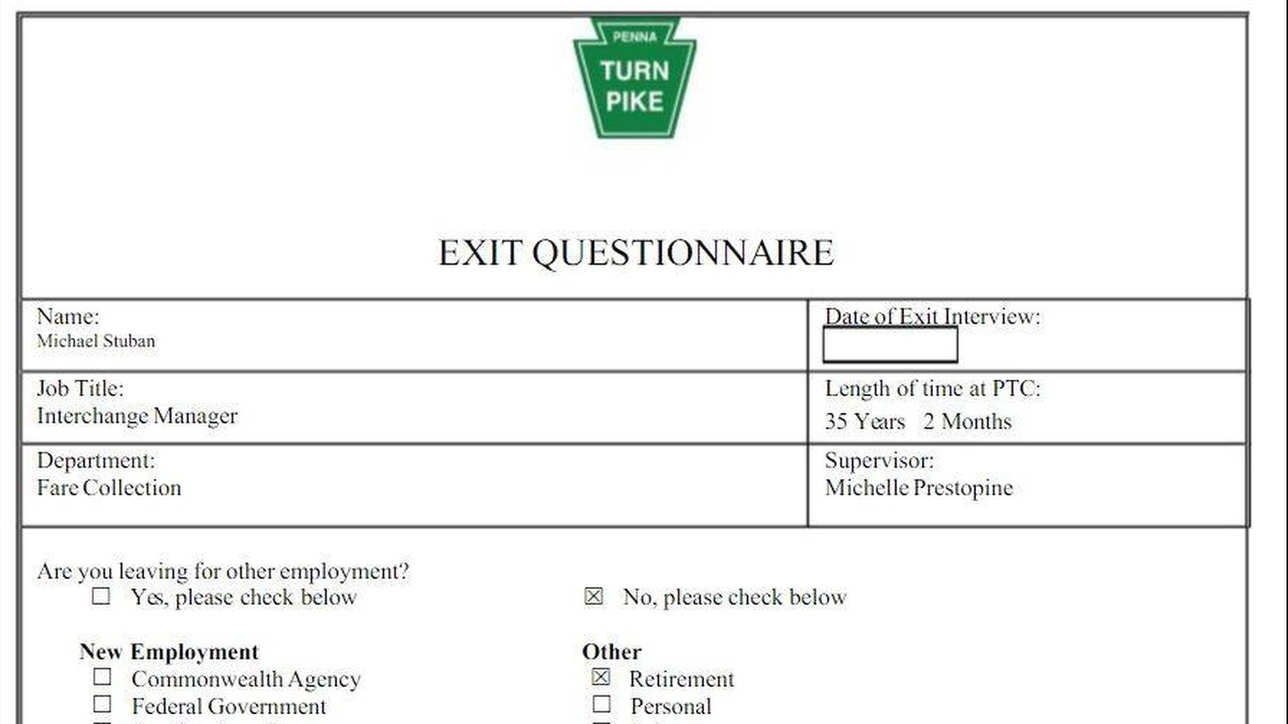 Exit questionnaire