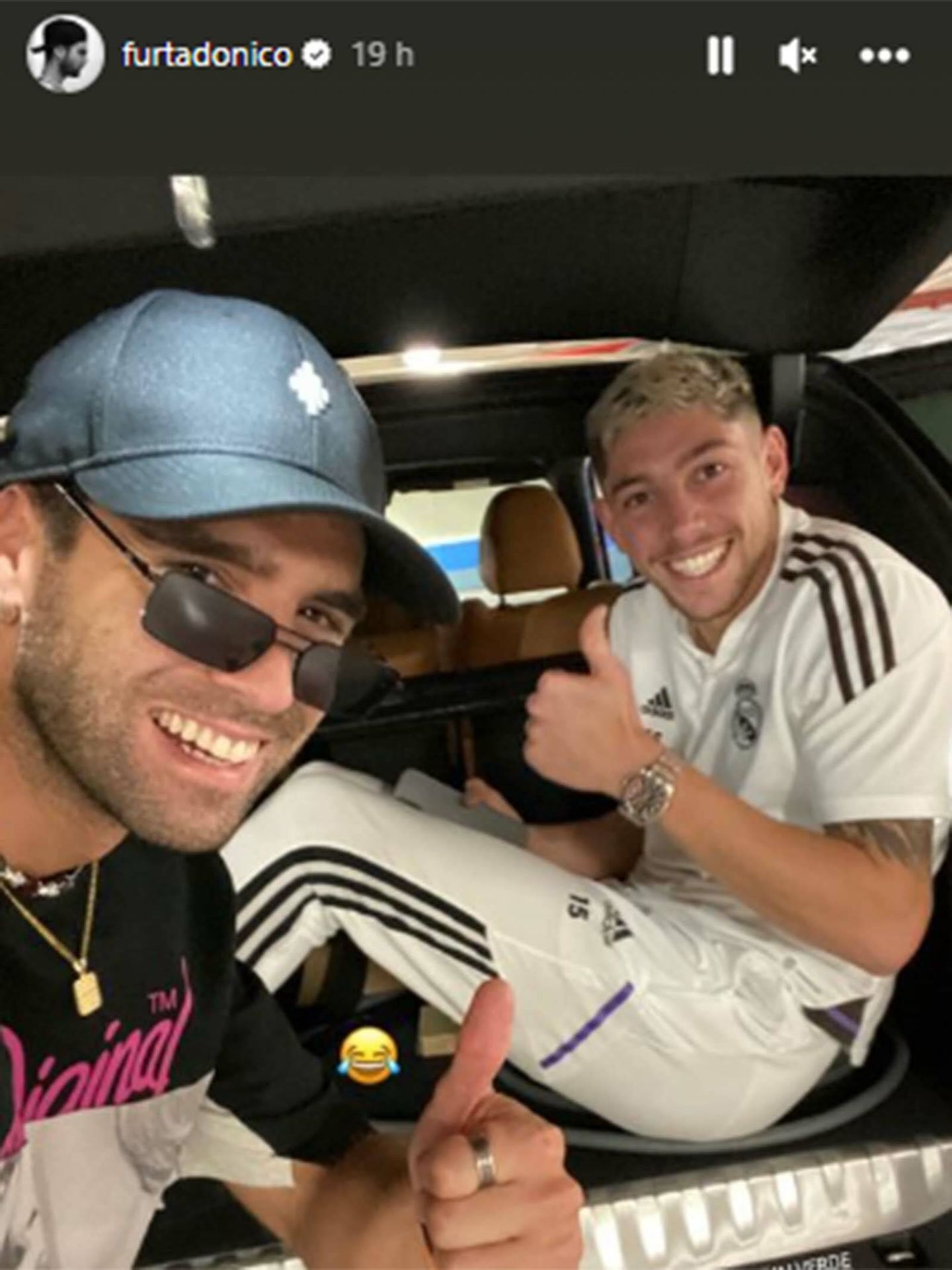 Fede Valverde y Nico Furtado celebran la victoria del Real Madrid. (Instagram/@furtadonico)
