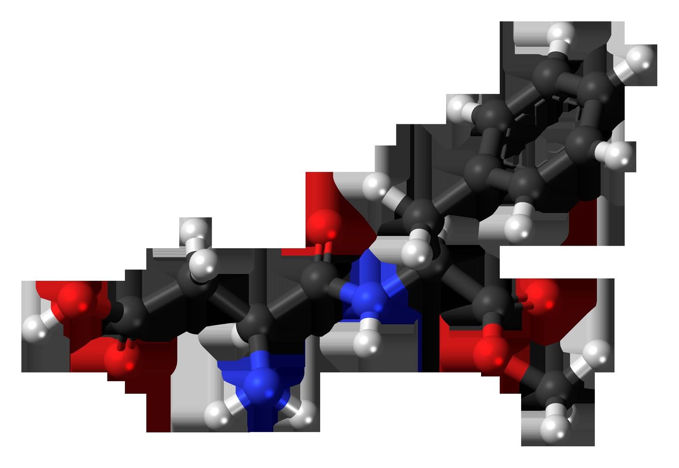 Molécula de aspartamo. (EC)