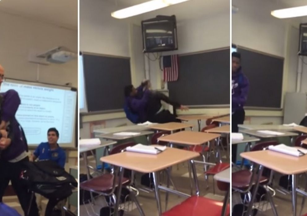 Foto: Momentos de la agresión del joven a su profesor (YouTube)