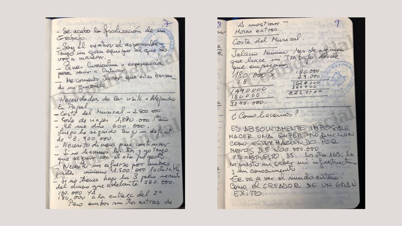 Foto: Las agendas de José Luis Moreno incautadas por la Guardia Civil.