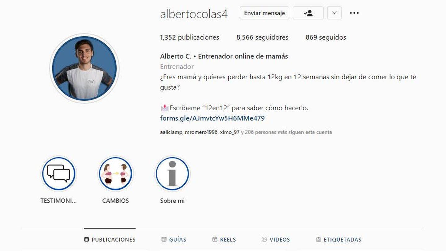 Perfil de Instagram de Alberto Colás.