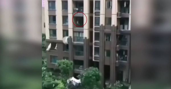 Foto: Un niño chino cae desde un sexto piso en la ciudad de Chongqing (Foto: Twitter)