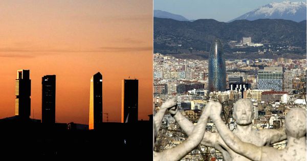 Foto: 'Skyline' de Madrid (i) y Barcelona.