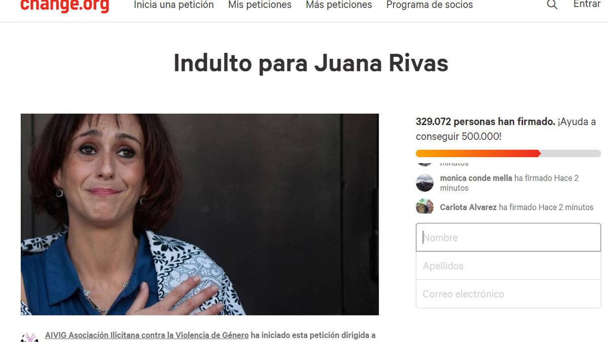 Más de 325.000 personas piden el indulto para Juana Rivas en change.org