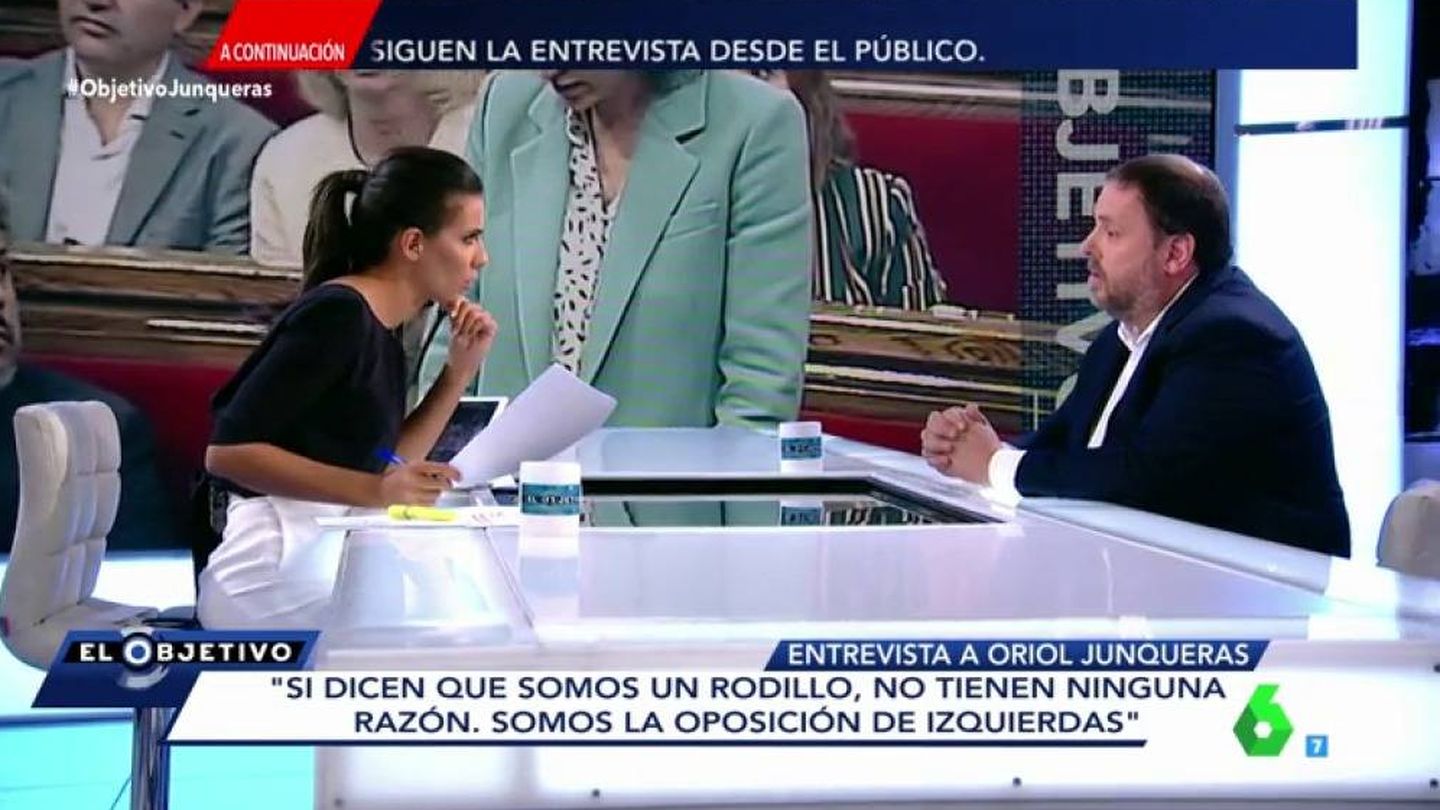 Oriol Junqueras y Ana Pastor en 'El objetivo'.