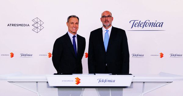 Foto:  Silvio González, CEO de Atresmedia, y Emilio Gayo, presidente de Telefónica España