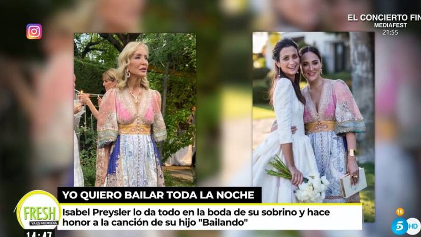 Carmen Lomana y Tamara Falcó con el mismo vestido. (Mediaset)
