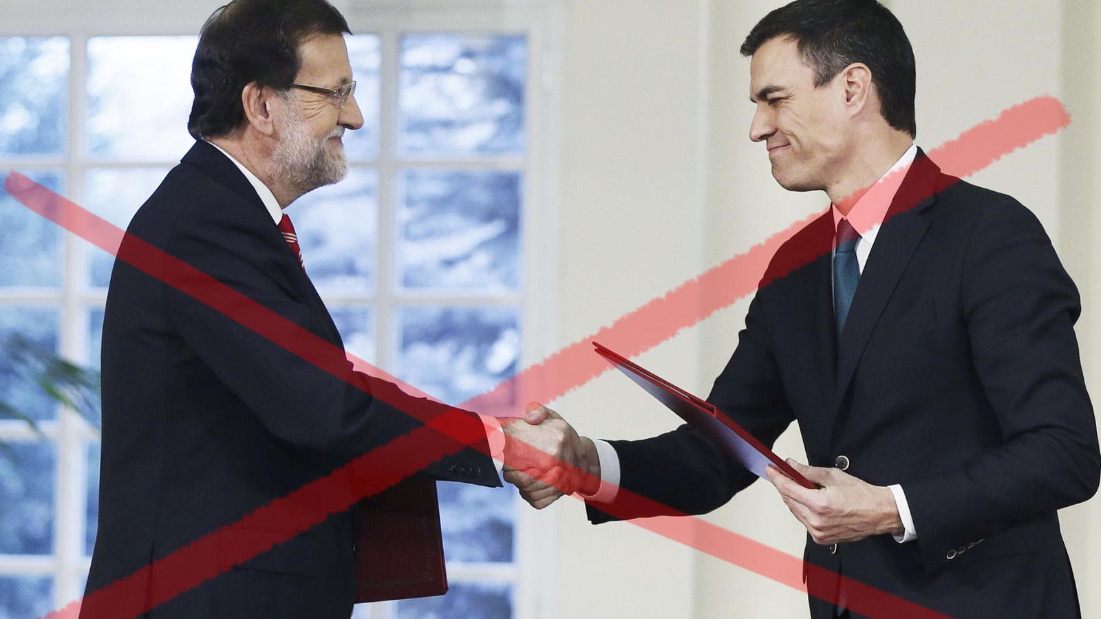 Foto: Saludo entre Mariano Rajoy y Pedro Sánchez.