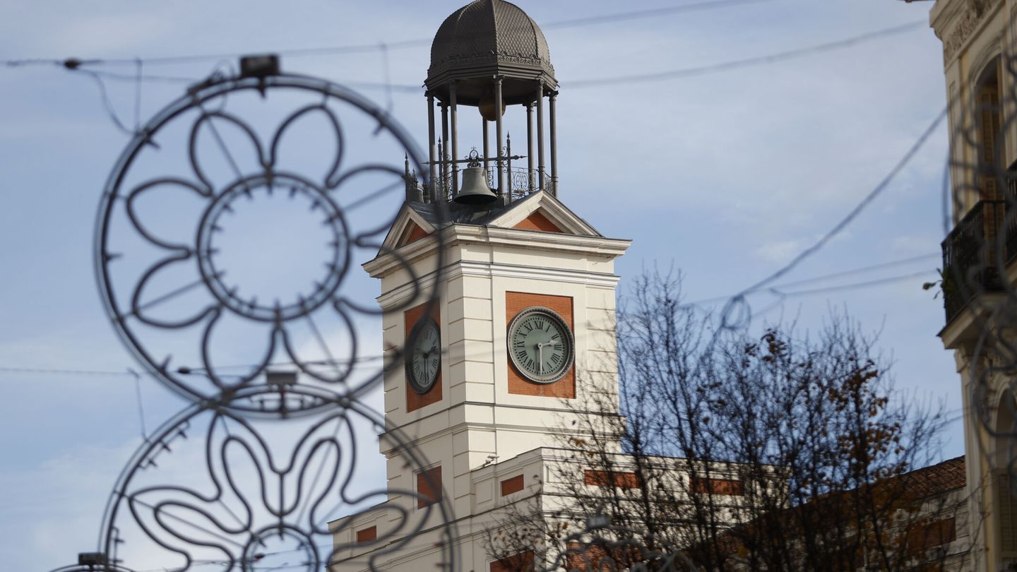 El reloj de la Puerta del Sol encargado de dar las campanadas en Nochevieja.