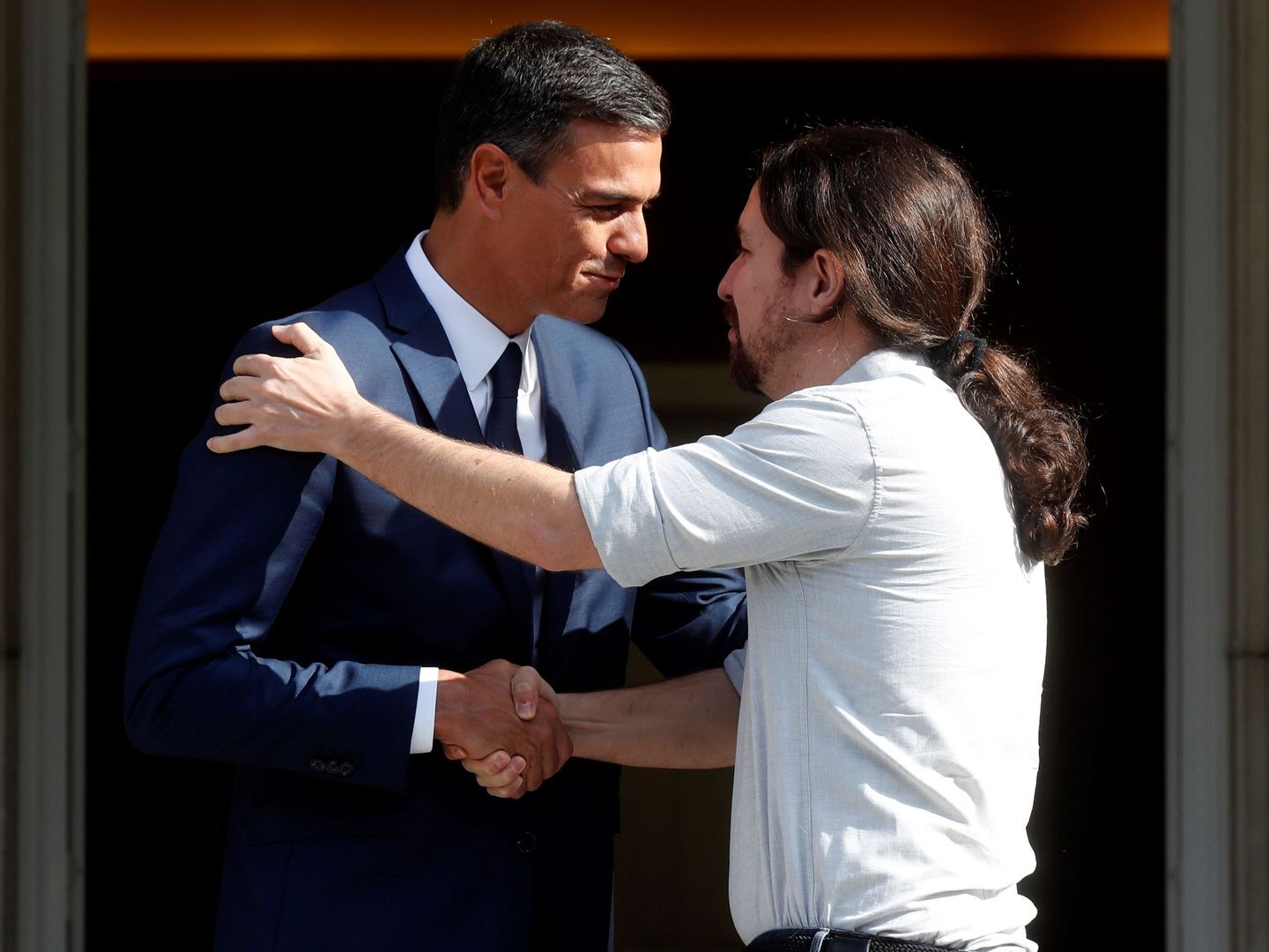 Pedro Sánchez y Pablo Iglesias, el pasado 6 de septiembre antes de su reunión en la Moncloa. (EFE)