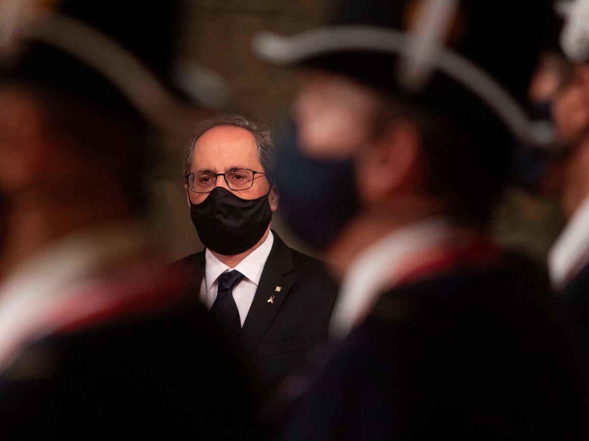 Foto: El presidente de la Generalitat, Quim Torra, durante el acto institucional de la Diada. (EFE)