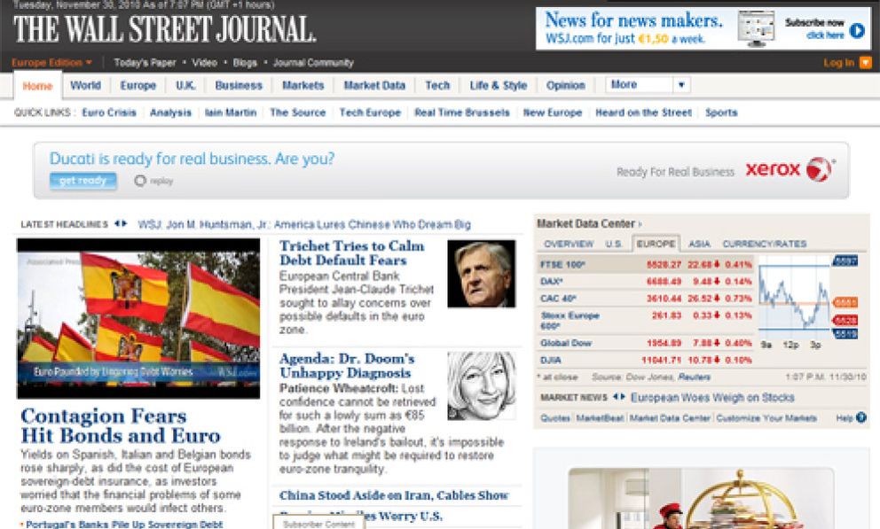 Foto: 'The Wall Street Journal' ilustra con banderas preconstitucionales una noticia sobre España