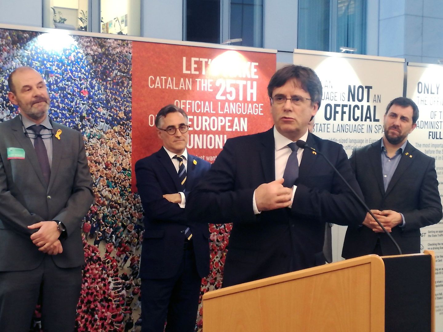 Puigdemont durante un acto en el Parlamento Europeo. (EFE)