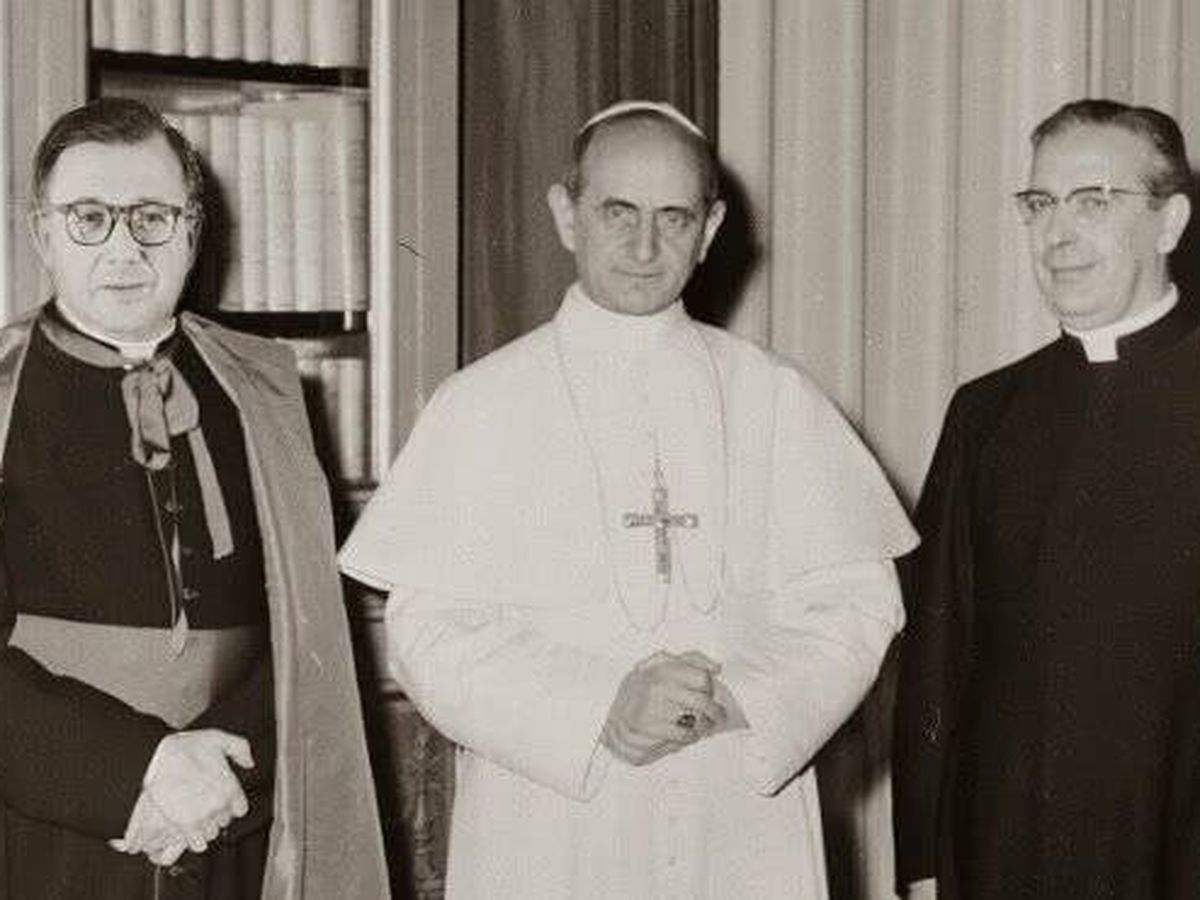 Foto: Monseñor Escrivá de Balaguer, Pablo VI y Álvaro Portillo en 1972. (Cedida)