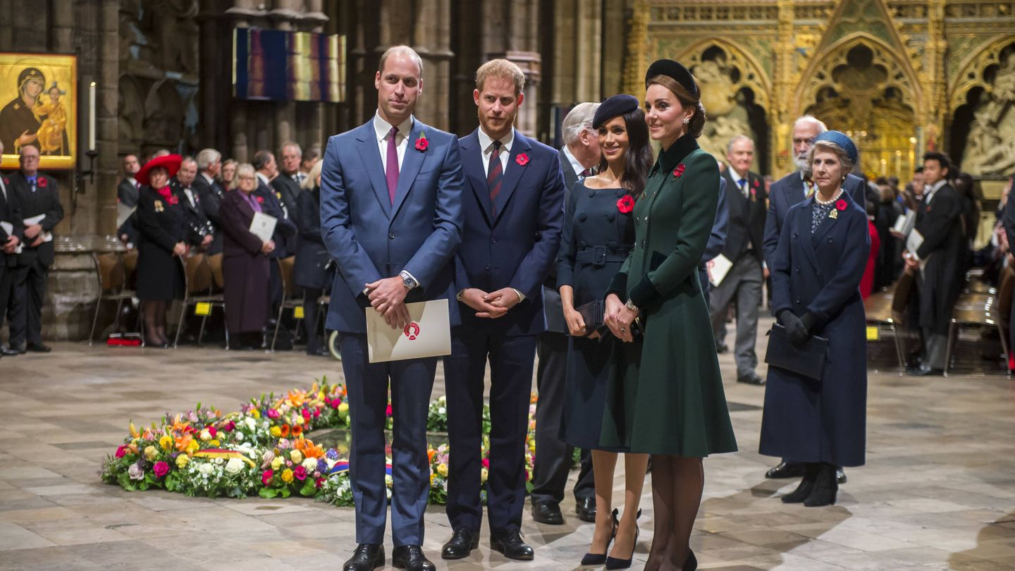 Los duques de Sussex y los duques de Cambridge en el Día del Recuerdo de 2018. (Getty)