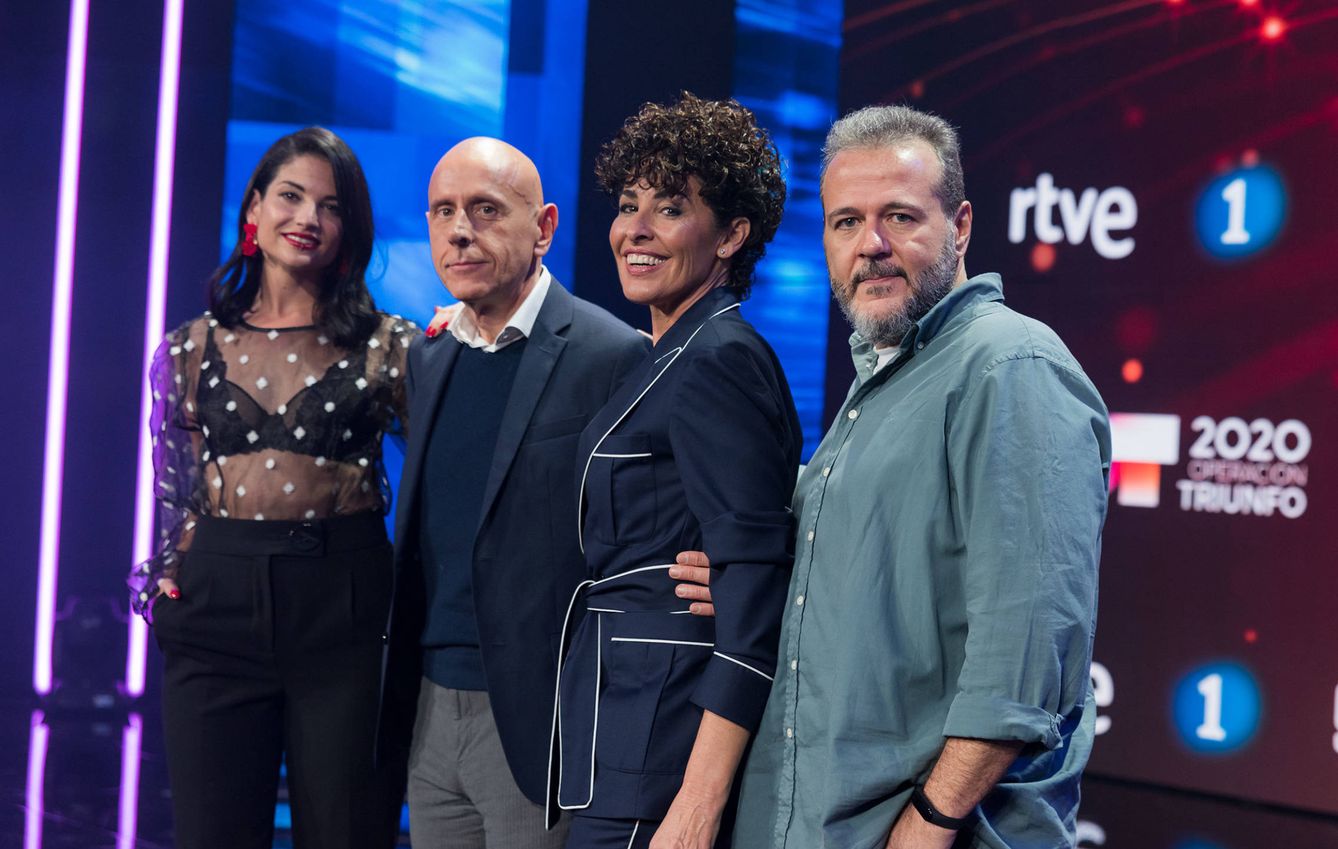 El renovado jurado de 'OT 2020', con Nina y Natalia Jiménez. (TVE)