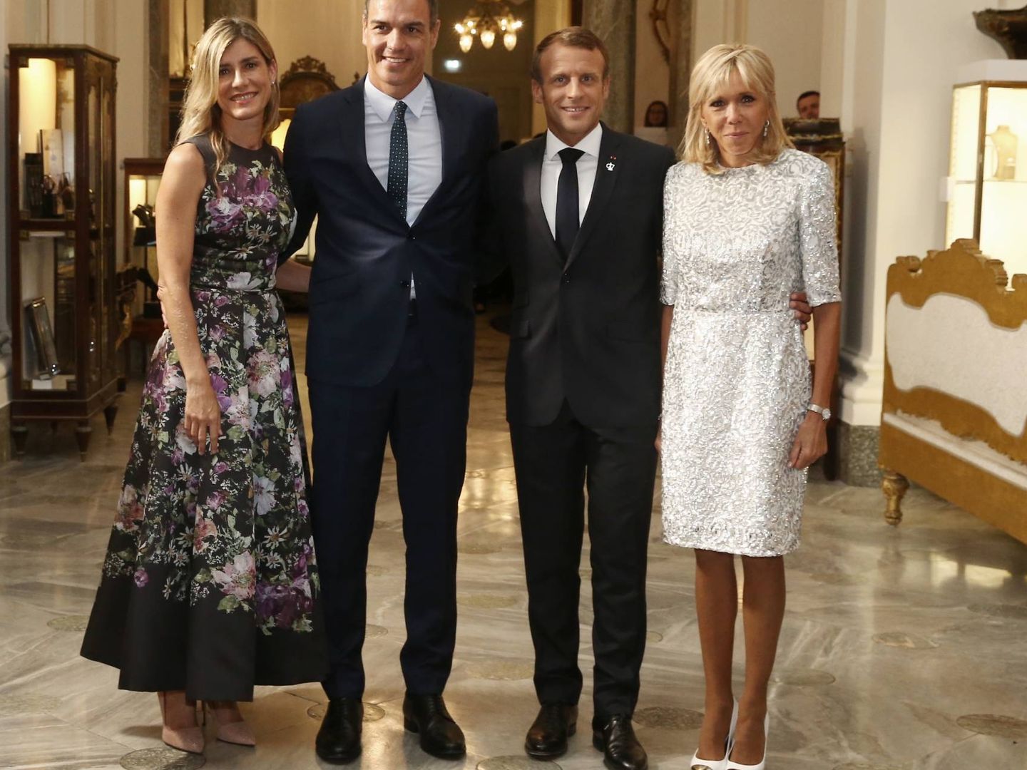 Begoña Gómez, Pedro Sánchez, Emmanuel Macron y Brigitte Macron.  (Redes sociales de Pedro Sánchez)