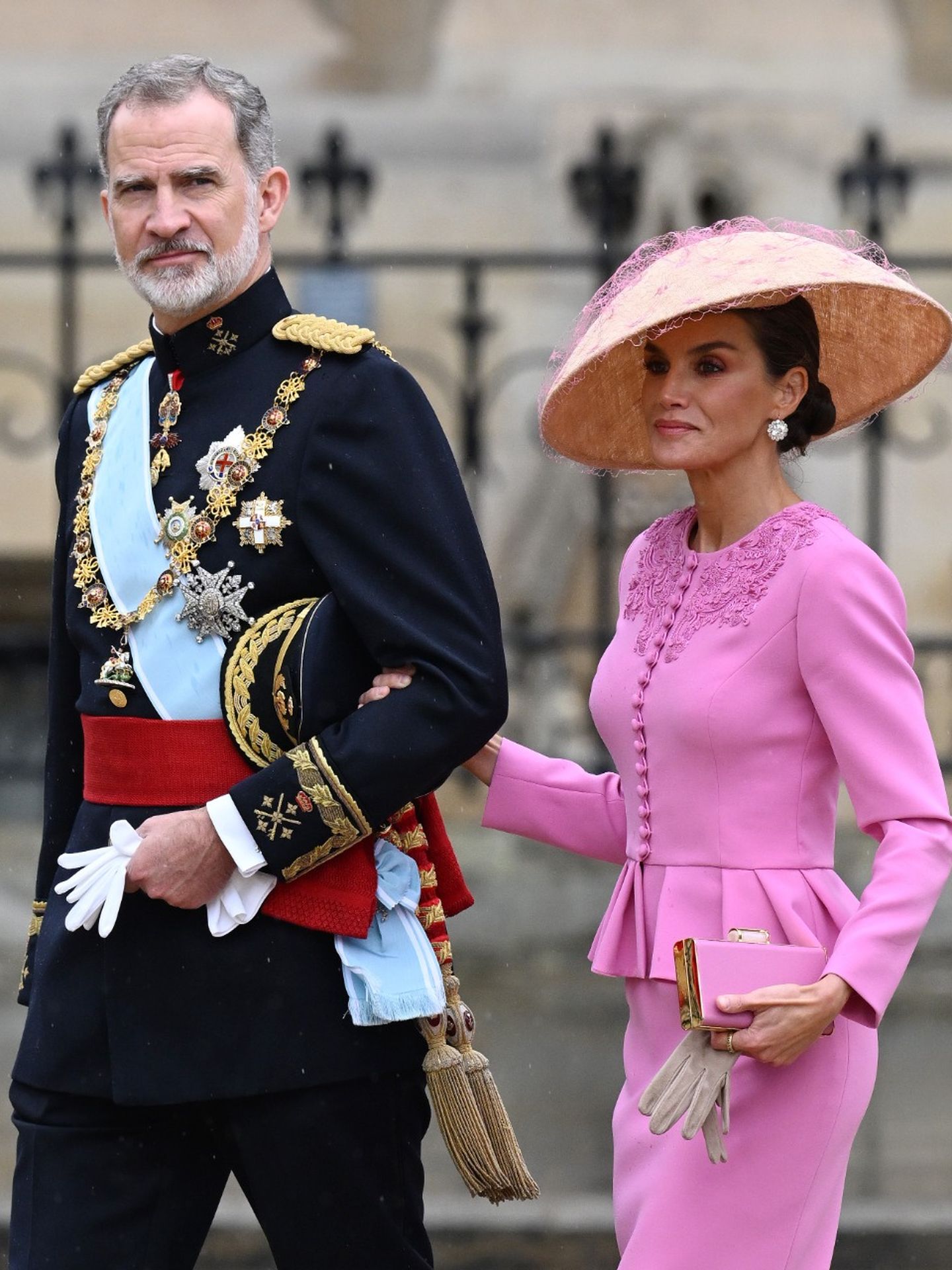 Los reyes Felipe y Letizia, llegando a Westminster. (Getty)