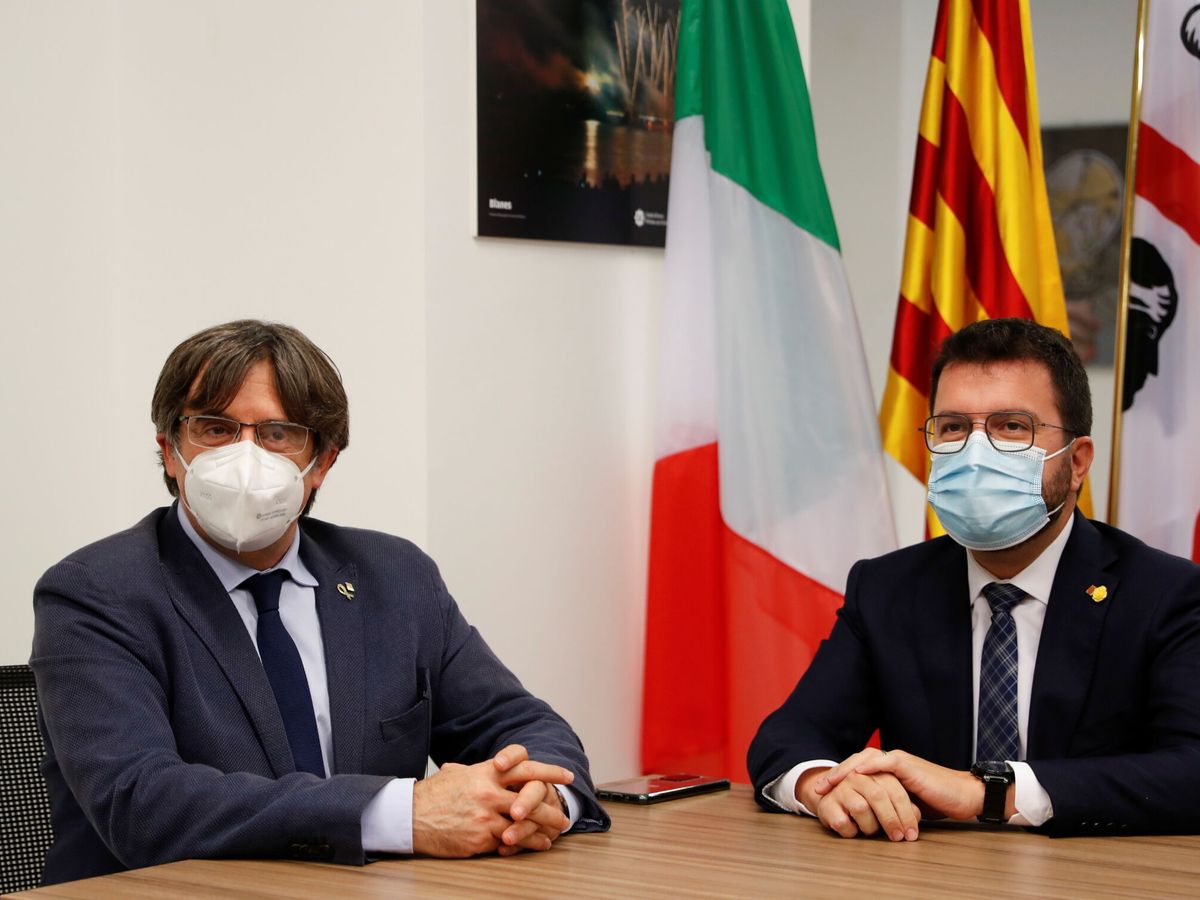 Foto: Puigdemont y Aragonès, el pasado 26 de septiembre. (Reuters)