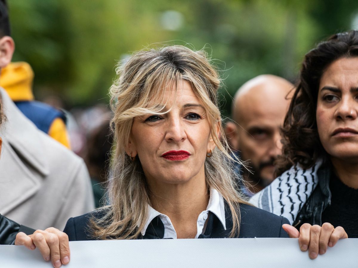 Foto: Díaz en la manifestación en apoyo a Palestina en Madrid. (EP/Matías Chiofalo)