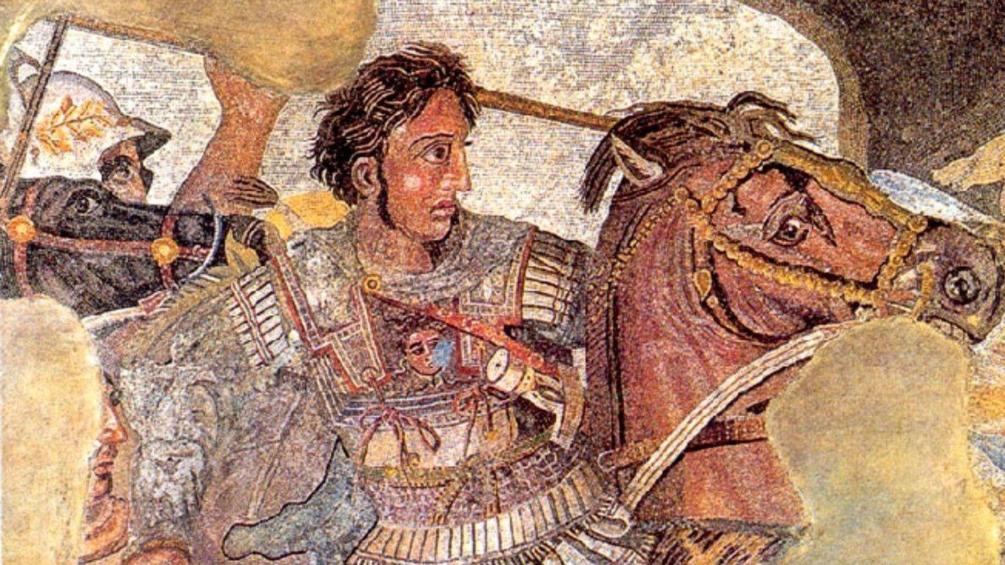 Mural latino que representa a Alejandro Magno en la Batalla de Issos.