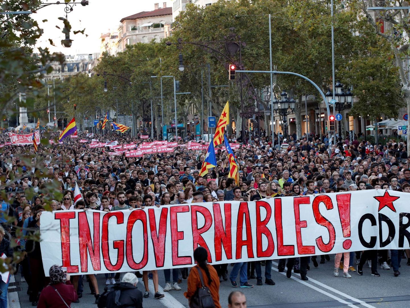 Manifestación de los CDR en el centro de Barcelona. (EFE)