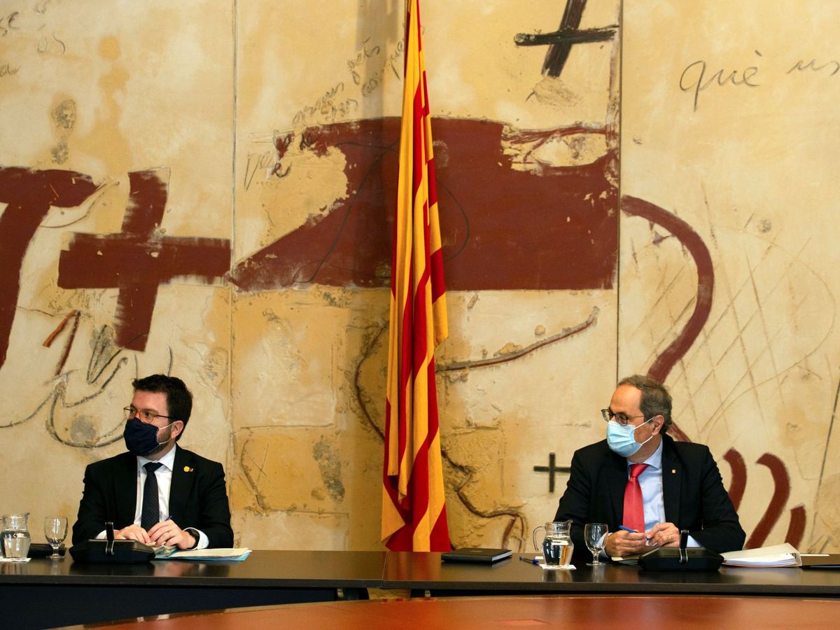 Foto: El presidente de la Generalitat, Quim Torra, junto al vicepresidente, Pere Aragonès. (EFE)
