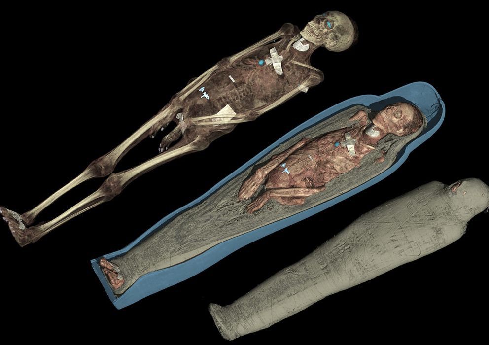 Foto: Visualisation en 3D de la momia de Tayesmutengebtiu (©Trustees of the British Museum)