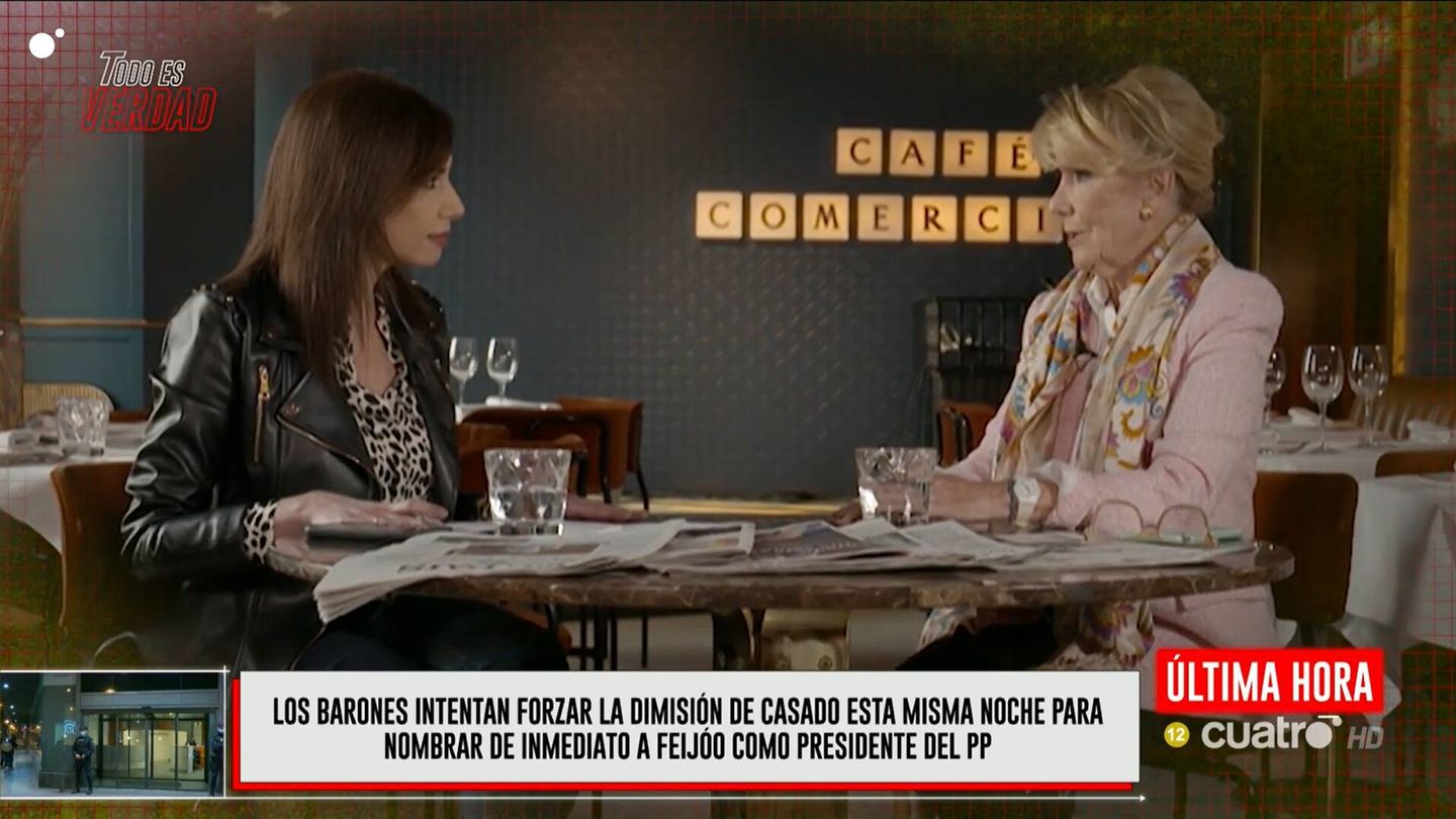 Marta Flich y Esperanza Aguirre, en 'Todo es verdad'. (Mediaset)