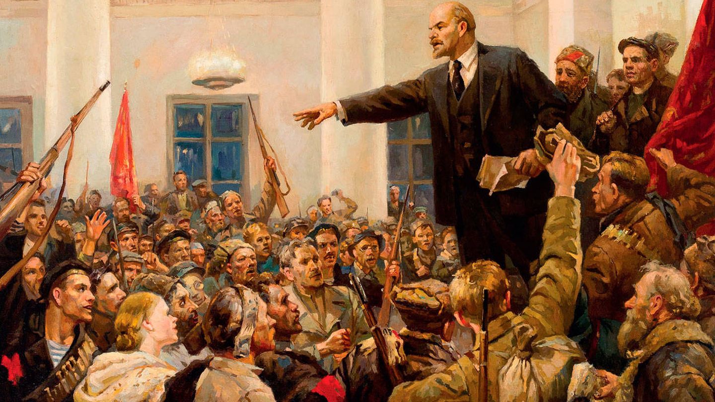 Lenin proclama el poder soviético en el Instituto Smolny de Petrogrado. (Vladimir Serov, 1952)