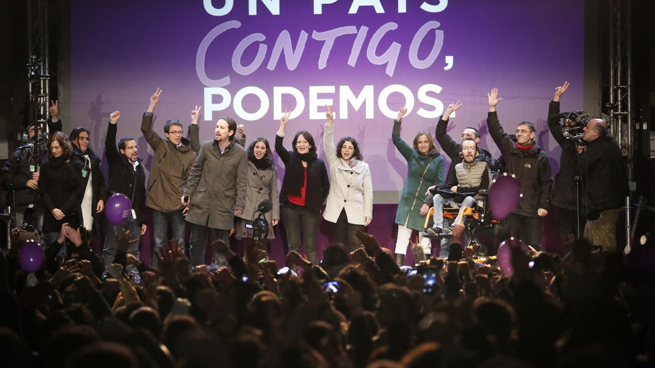 Foto: Podemos, celebrando los resultados de las Elecciones Generales 2015. (Cordon Press)