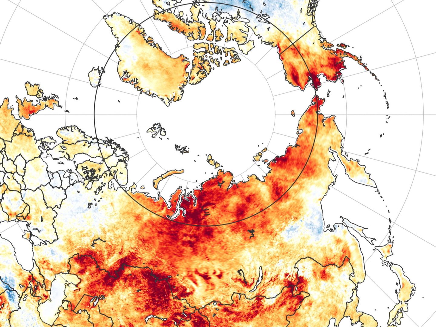Extensión de los incendios en bosques boreales de Rusia en 2020. (EFE/NASA)