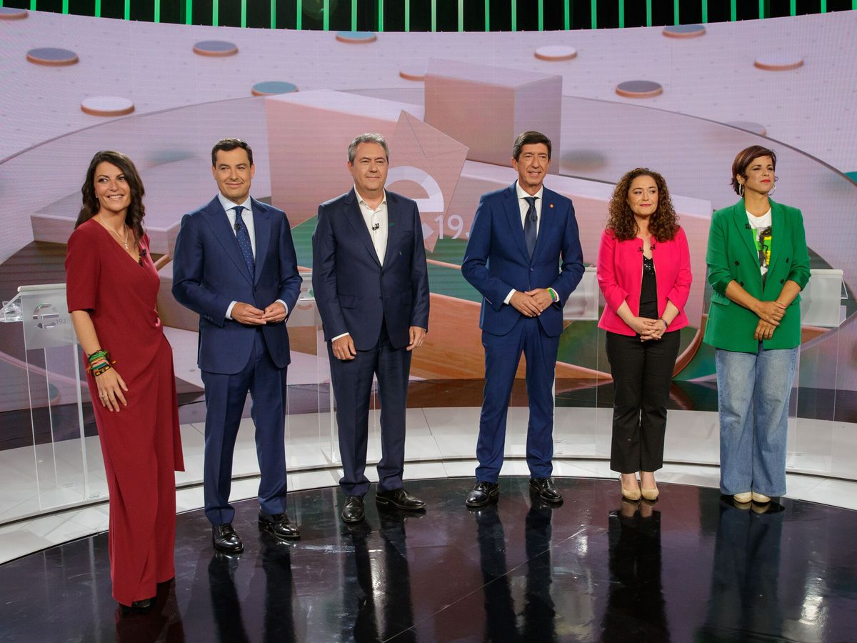 Foto: Los seis principales candidatos a la presidencia de la Junta de Andalucía. (EFE/Julio Muñoz)