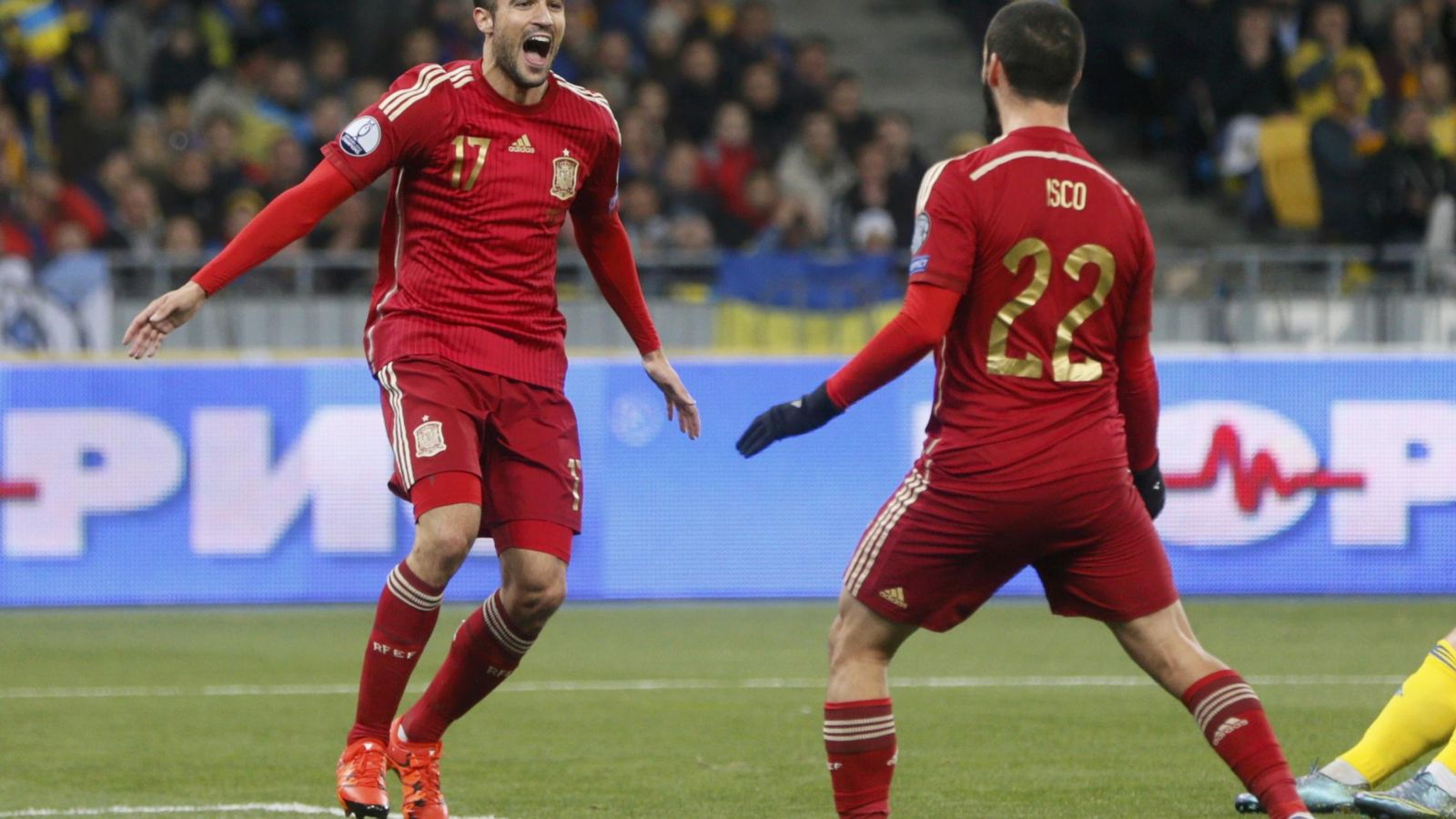 Foto: Mario Gaspar celebra su único gol con la selección española (Reuters).
