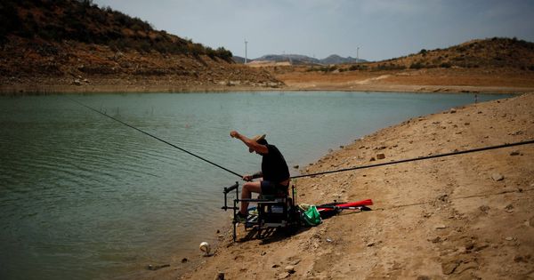 Foto: Un hombre pesca en el raquítico embalse de Guadalteba (Málaga). (Reuters)