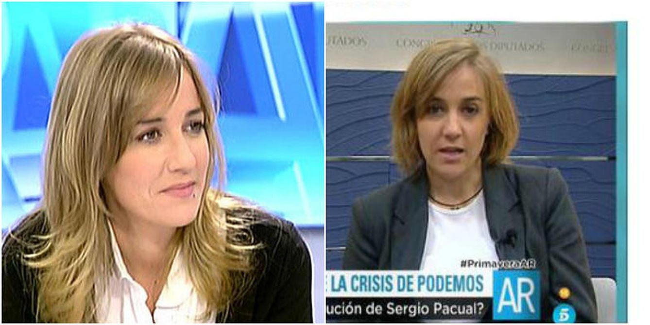 Tania Sánchez en una imagen de archivo y en una reciente (Telecinco)