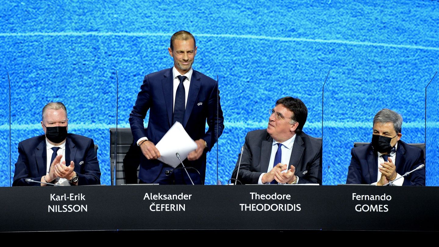 El presidente de la UEFA, Aleksander Ceferin, en el congreso ordinario de la institución en Suiza (EFE)