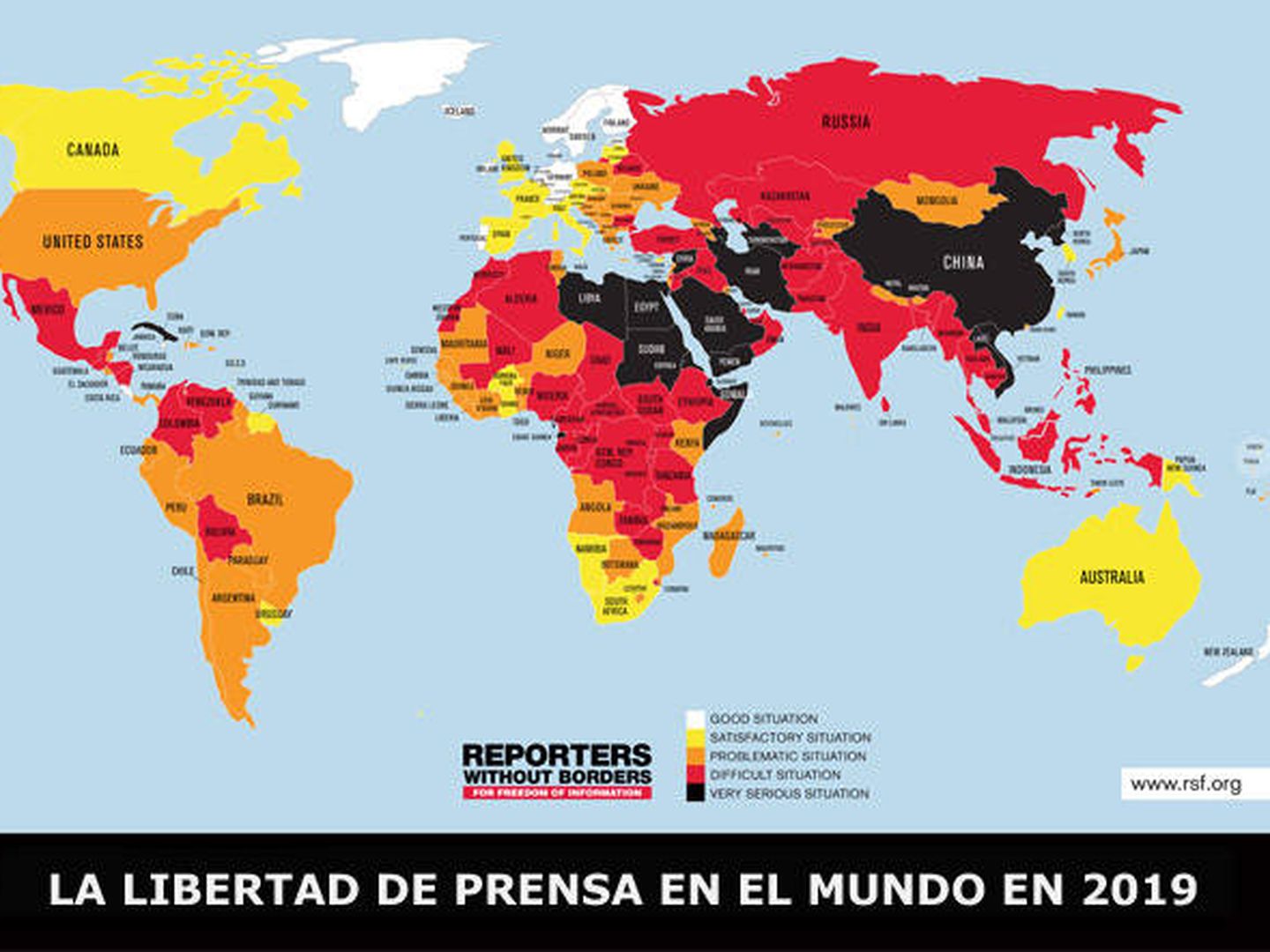 Ránking mundial de libertad de prensa de Reporteros Sin Fronteras