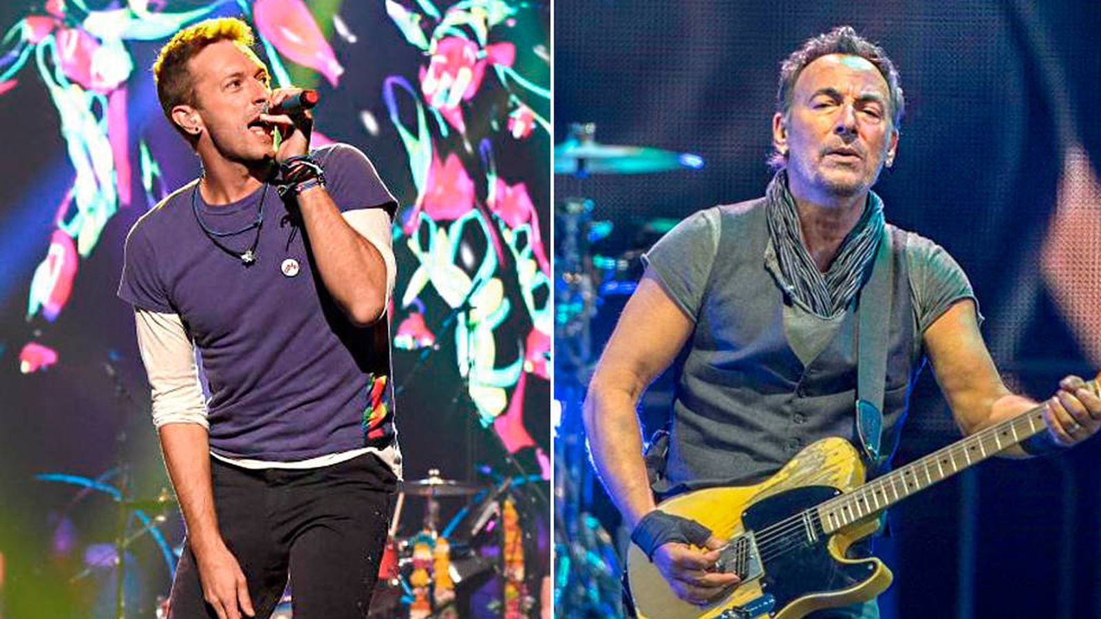 Foto: Chris Martin, de Coldplay, y Bruce Springsteen