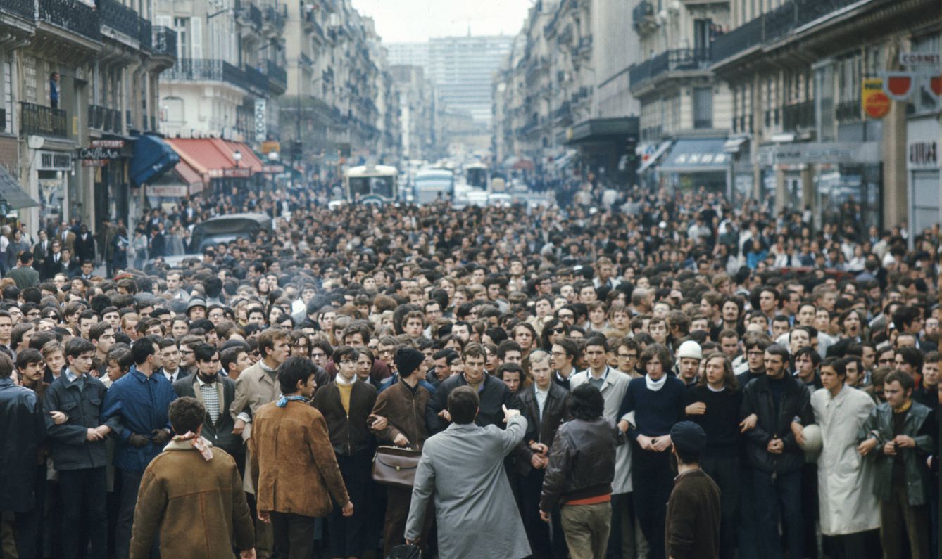Manifestación en París en mayo de 1968. (Getty Images)